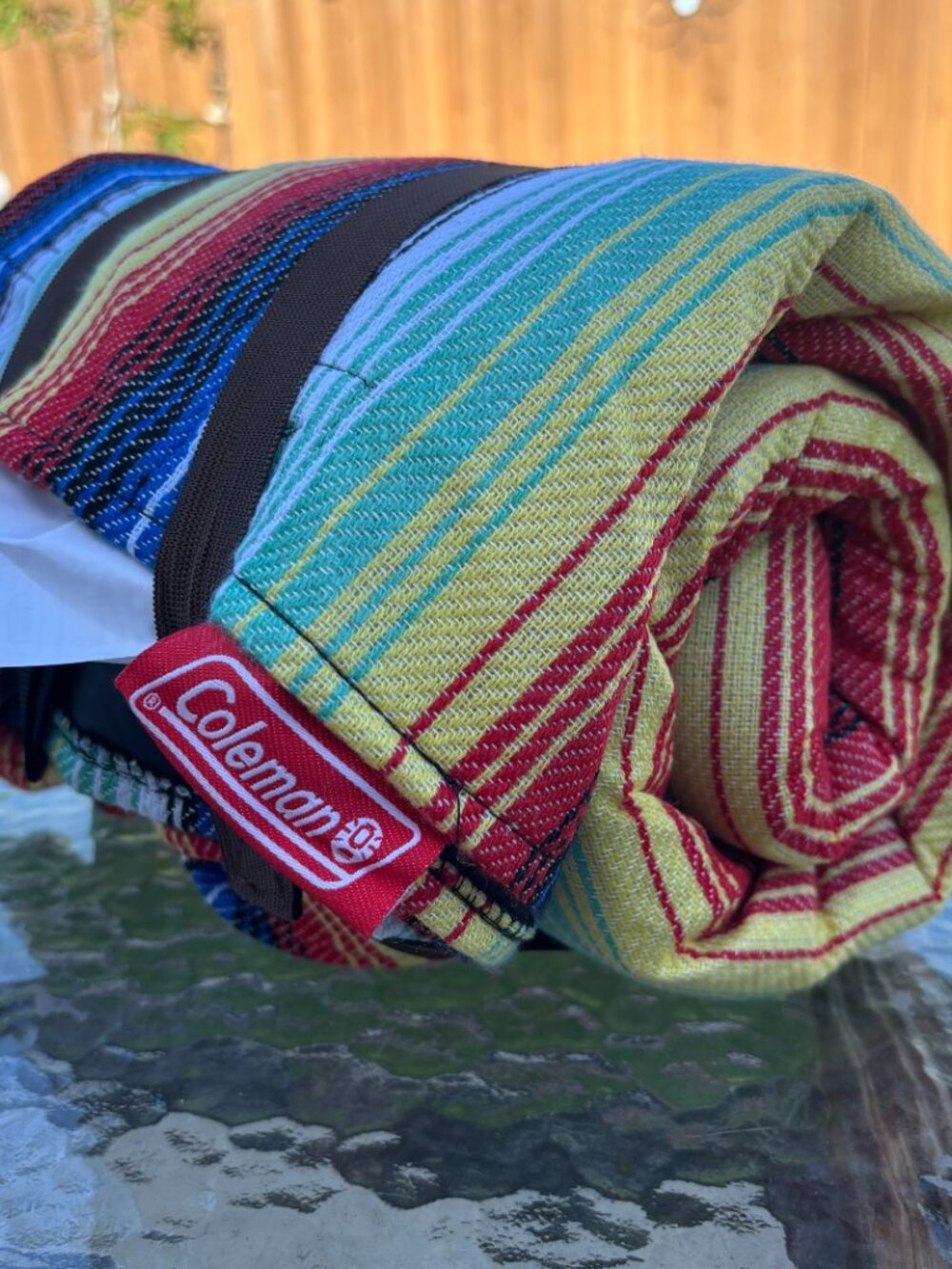 Coleman Outdoor Blanket Rainbow Stripe Waterproof Picnic Mat 78.7x66.9